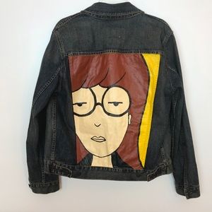 Denim hand painted jacket sz S